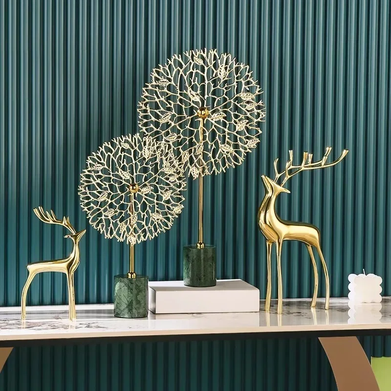 Rich flowers bloom, lucky deer, light luxury high-end ornaments, home furnishing