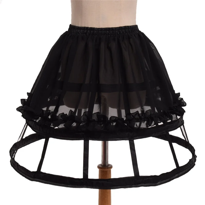 3 Hoop Chiffon Crinoline Lolita Skirt Petticoat Cage Hoop Skirt