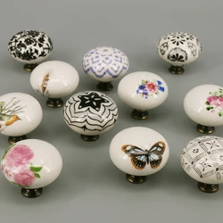 1PC Vintage Ceramic Cabinet Knobs Drawer Pull HOME decoration Round Knobs Kitchen Furniture Drawer Pulls