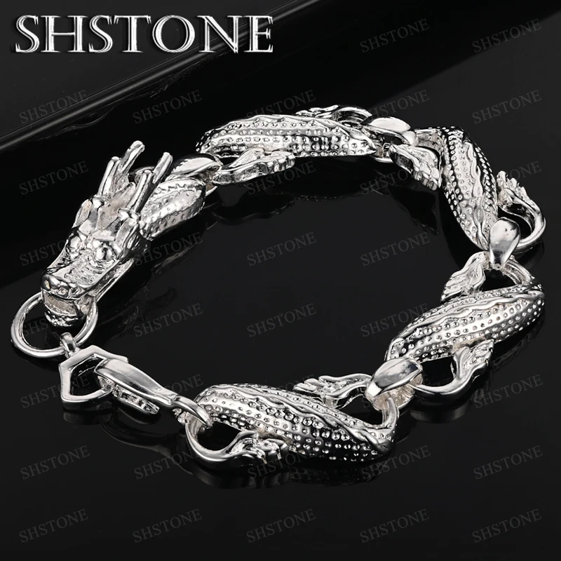 

Fashion Charm Jewelry 925 Sterling Silver Dragon Shaped Bracelet For Women Men Engagement Wedding Party Gift Accessories
