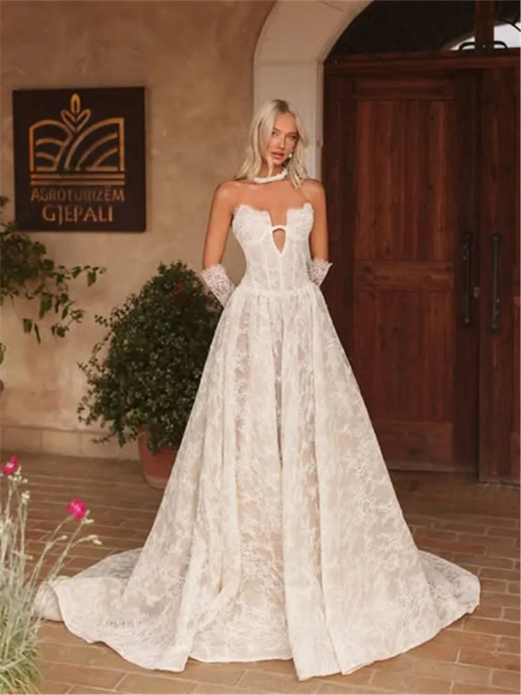 

Lace Wedding Dress Mangas Desmontables De Novia Luxo Corset Bespoke Trouwjurk Bride Bridal Boutique Store Vestidos Boda Noivas