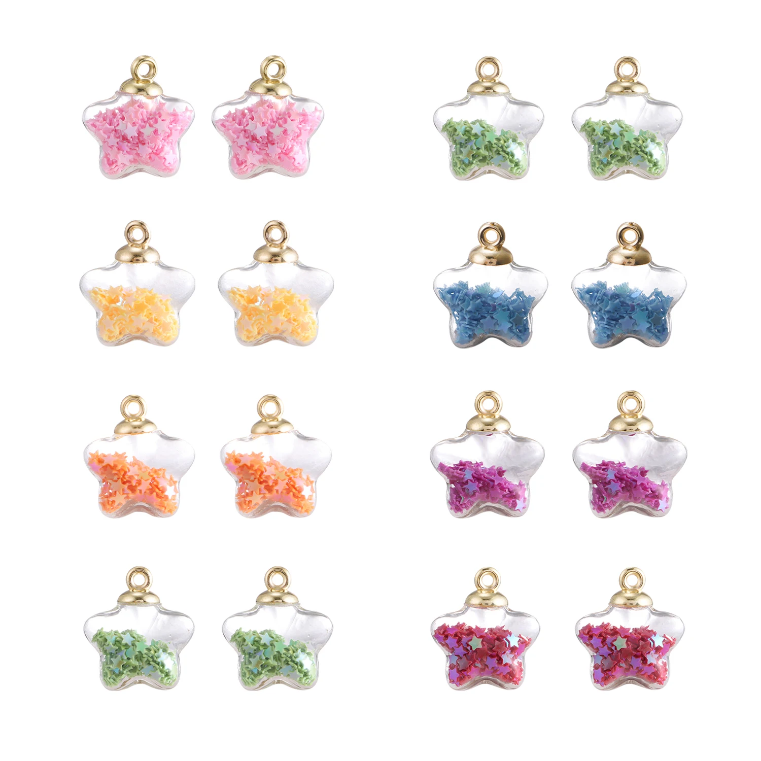 Kawaii Leuchtender Glasanhänger Fünfzackiger Stern Herzförmige Charms DIY Valentinstag Geburtstagsgeschenk Anhänger Zubehör – Detail 3