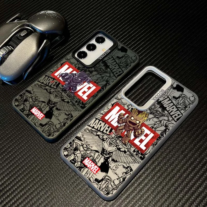 

Marvel Spiderman Groot Art For Samsung Galaxy S25 S24 S23 S22 S21 S20 FE Plus Note 20 Ultra 5G Colorful Silver Phone Case