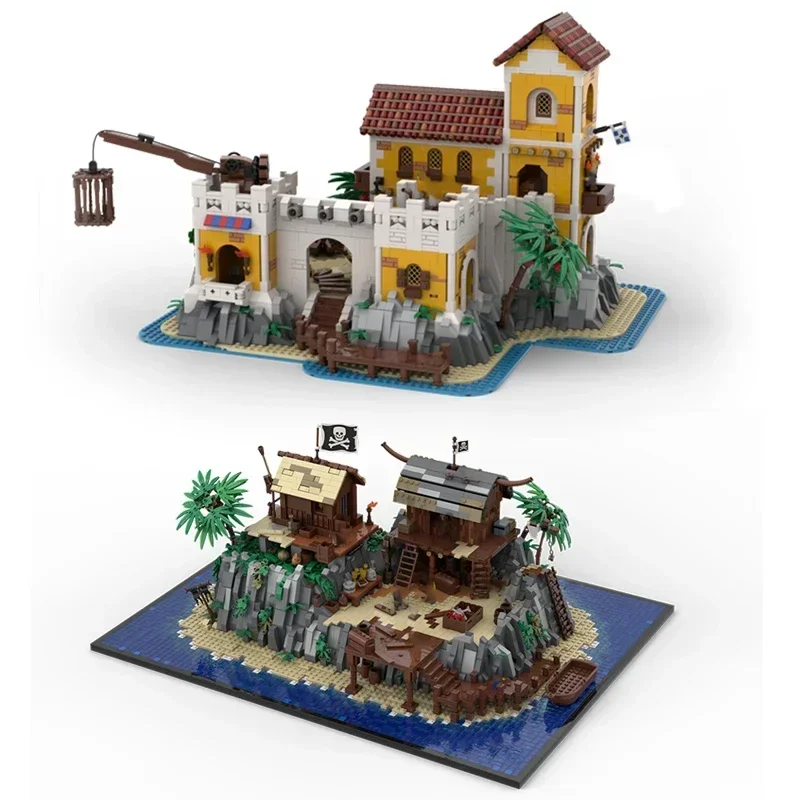 Modelo medieval moc tijolos de construção eldorado fortaleza e esconderijo pirata tecnologia blocos presentes brinquedos natal diy conjuntos montagem