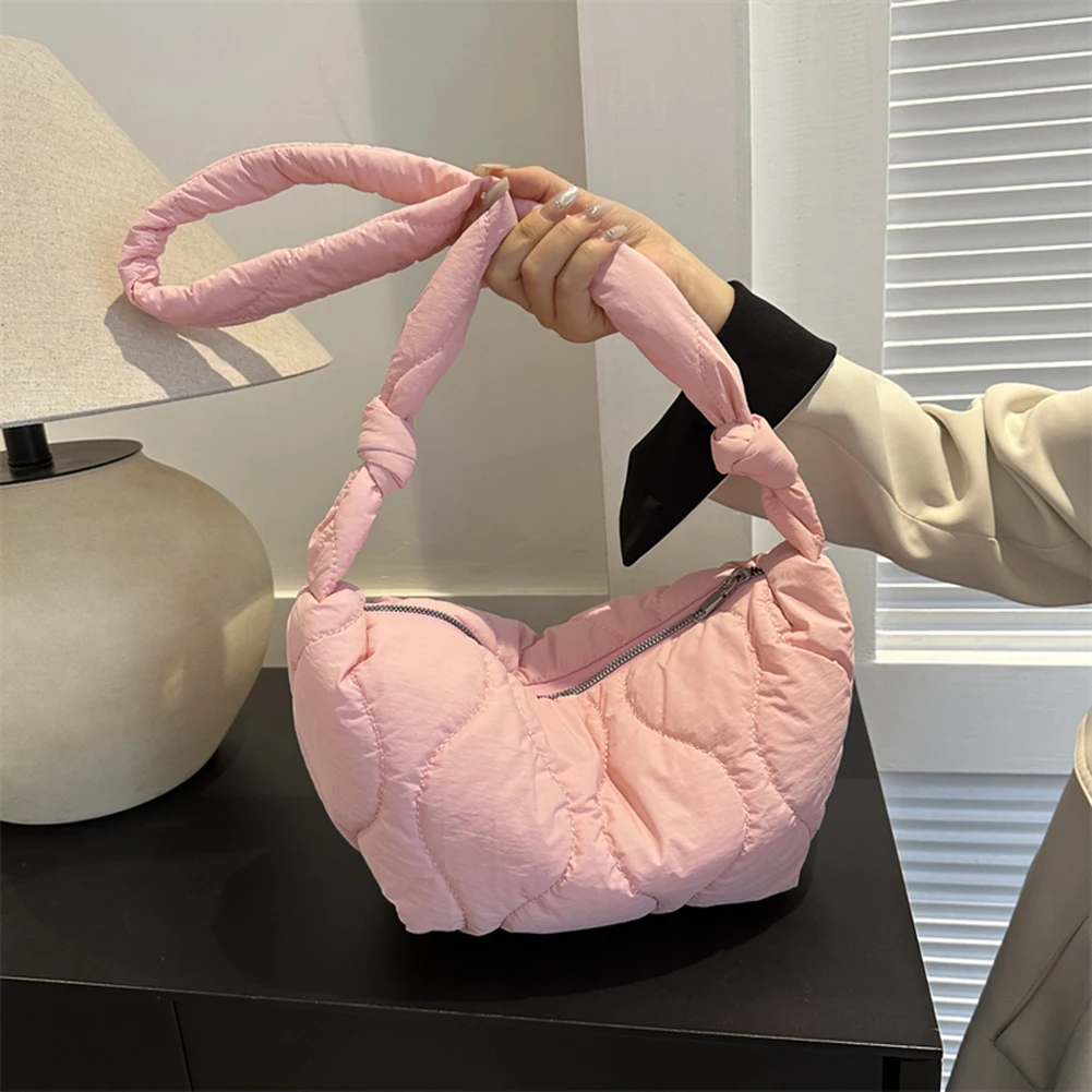 

Женская сумка-пуховик на плечо с застежкой-молнией, мягкая пуховая хлопковая подушка, сумка-шоппер, однотонная мягкая сумка-тоут на осень и зиму