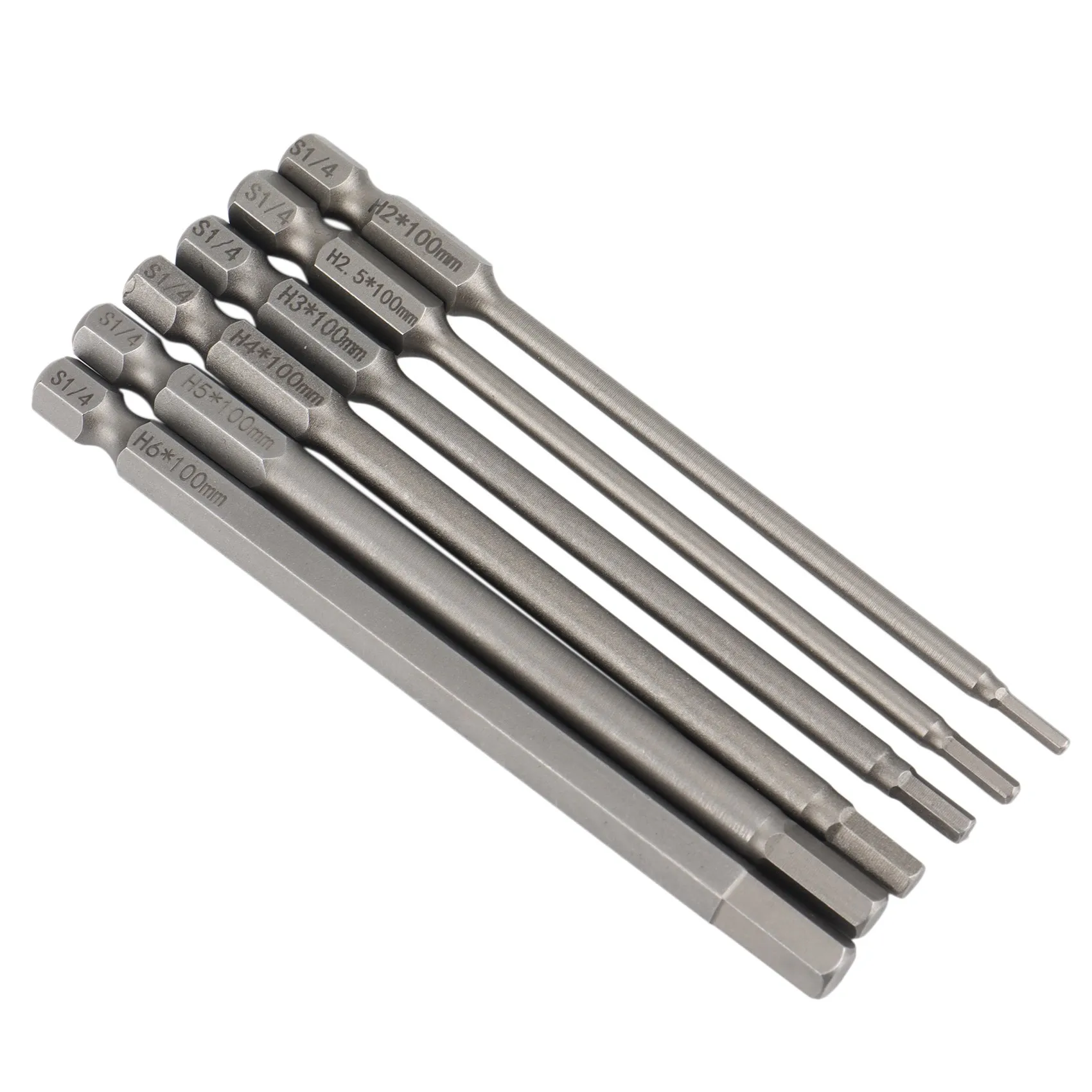 

Metric Hex Head Hex Wrench Screwdriver Bit Set, 1/4 Inch Hex Shank S2 Steel Magnetic 65/100/150 mm Long,2-6 mm, 17Pcs