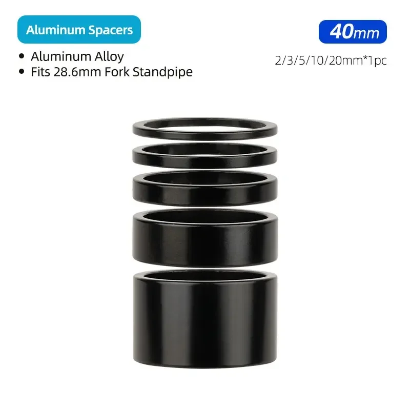 Aluminium-Abstandshalter 1-1/8 Zoll 28,6 mm Fahrrad-Vorderradgabel Standrohr Headset Vorbau Legierung Unterlegscheibe Multi-Size-Höhenlenker Rise-up-Einstellung