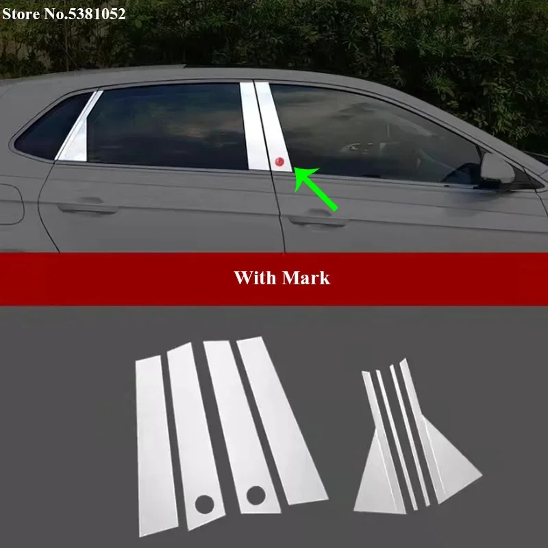 For VW Polo Plus 2019 2020 2021 Accessories Stainless Steel Window B-pillars Center Pillar Cover Protection Sticker