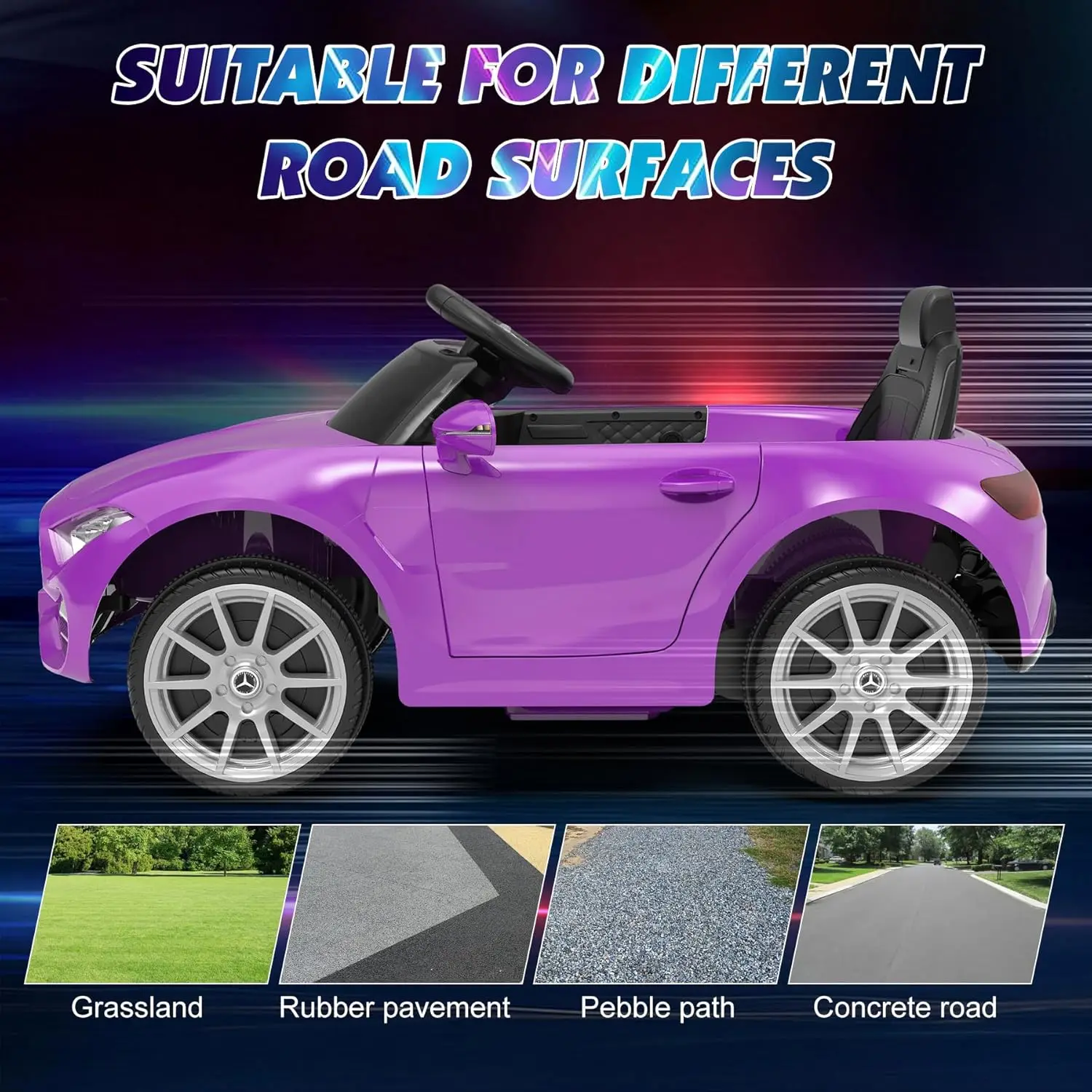 12V Battery Powered Electric Ride-On Car for Kids with 2.4G Remote Control, Double Doors, Safety Belt, and LED Lights view 5
