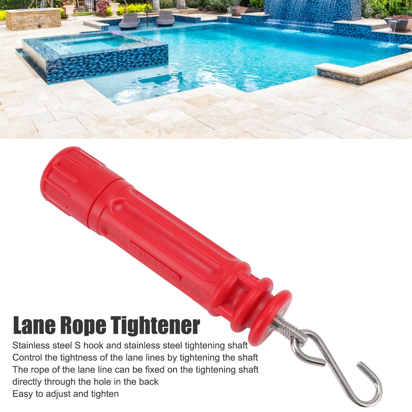 Lane Line Tensioner Scratch Proof Stainless Steel S Hook Lane Rope Tightener for Swimming Pool