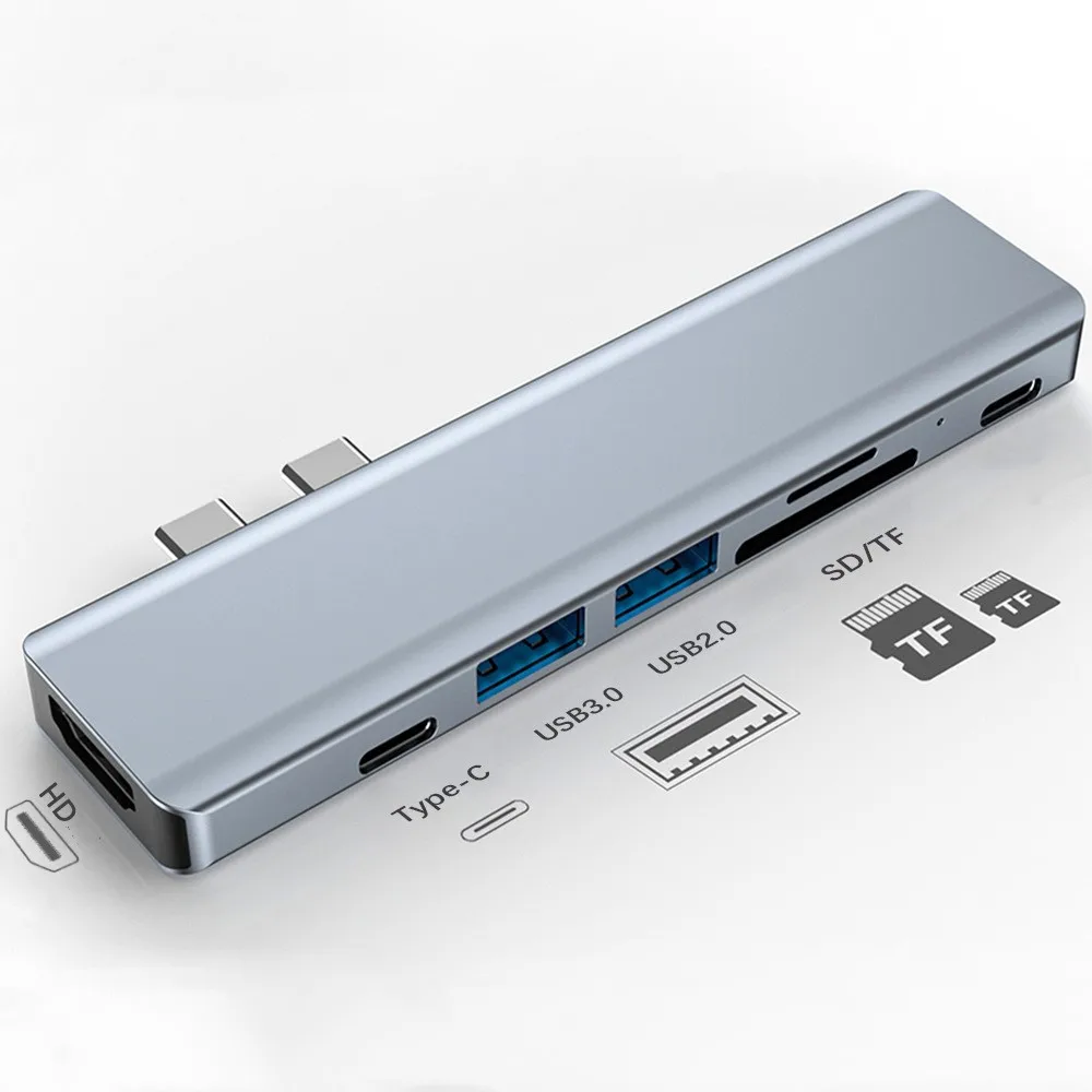 

Двойной концентратор USB-C к Thunderbolt, док-станция с адаптером USB SD/TF HDMI 4K 30 Гц для MacBook Pro M3/2/1 и MacBook Air M3/2/1