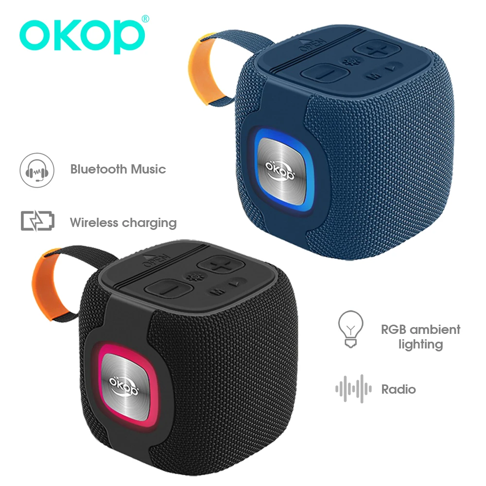 

OKOP Bluetooth Speaker,Long-life High-quality Speaker,Outdoor Waterproof Speaker,Portable RGB Ambient Light, Mini AI Speaker USB