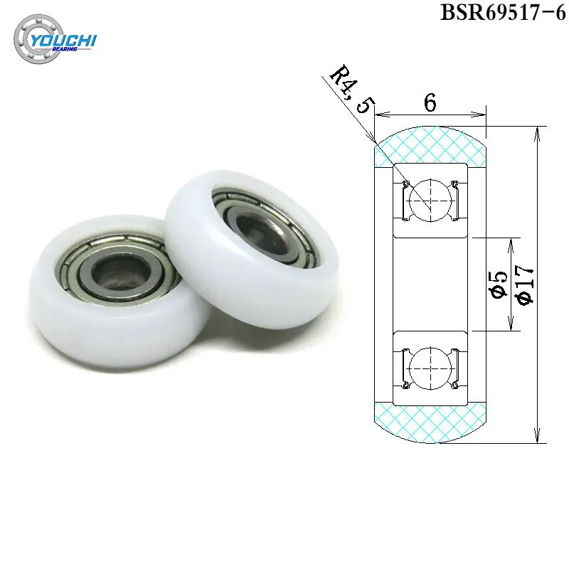 

10pcs 5x17x6 3D Printer POM Coated Guide Wheel Pulley BSR69517-6 Polyformaldehyde Bearing Roller 5*17*6 Plastic Bearing