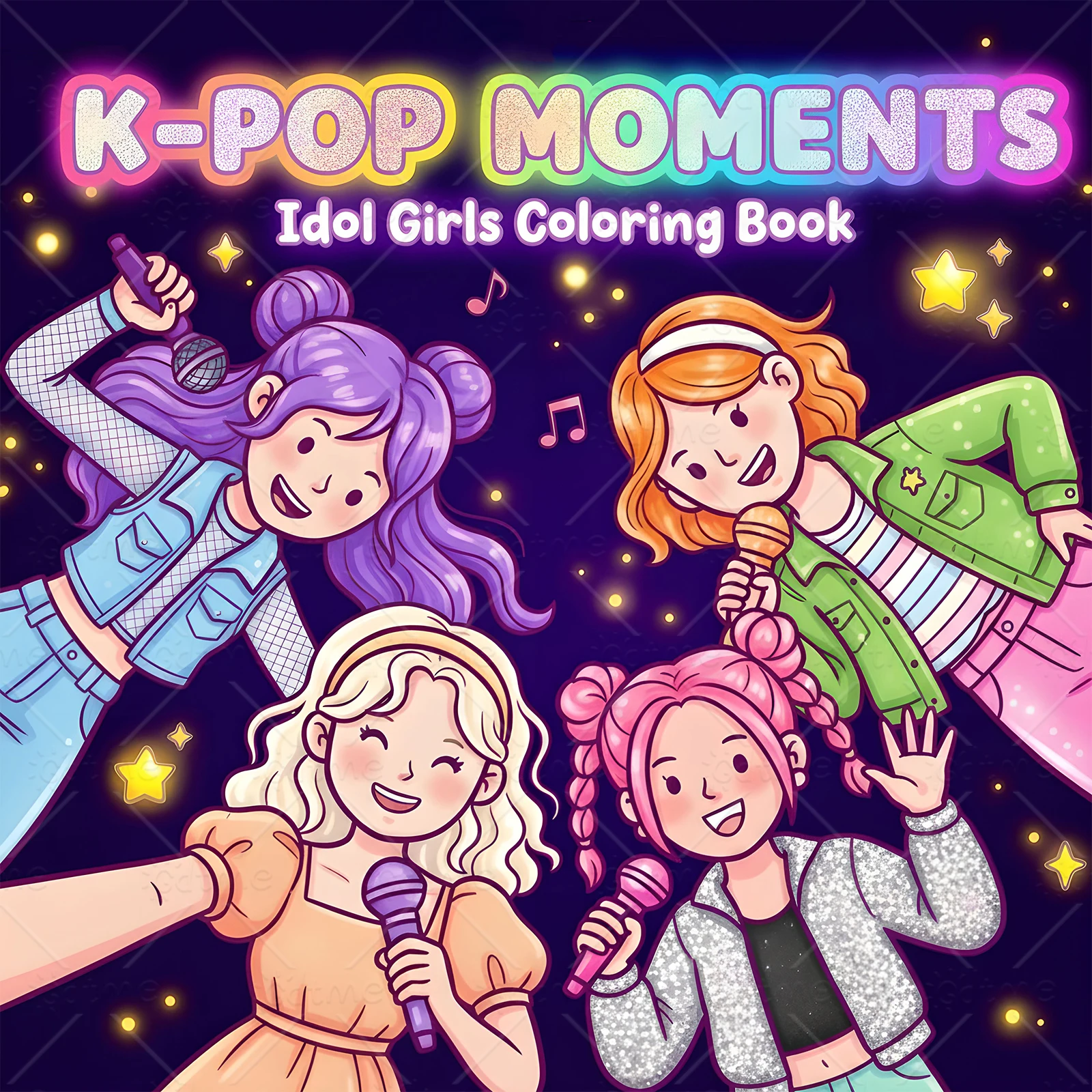

K-POP MOMENTS Coloring Book for Adults Featuring Cute Cozy Daily Activities for Relaxation (Cozy Spaces Coloring)