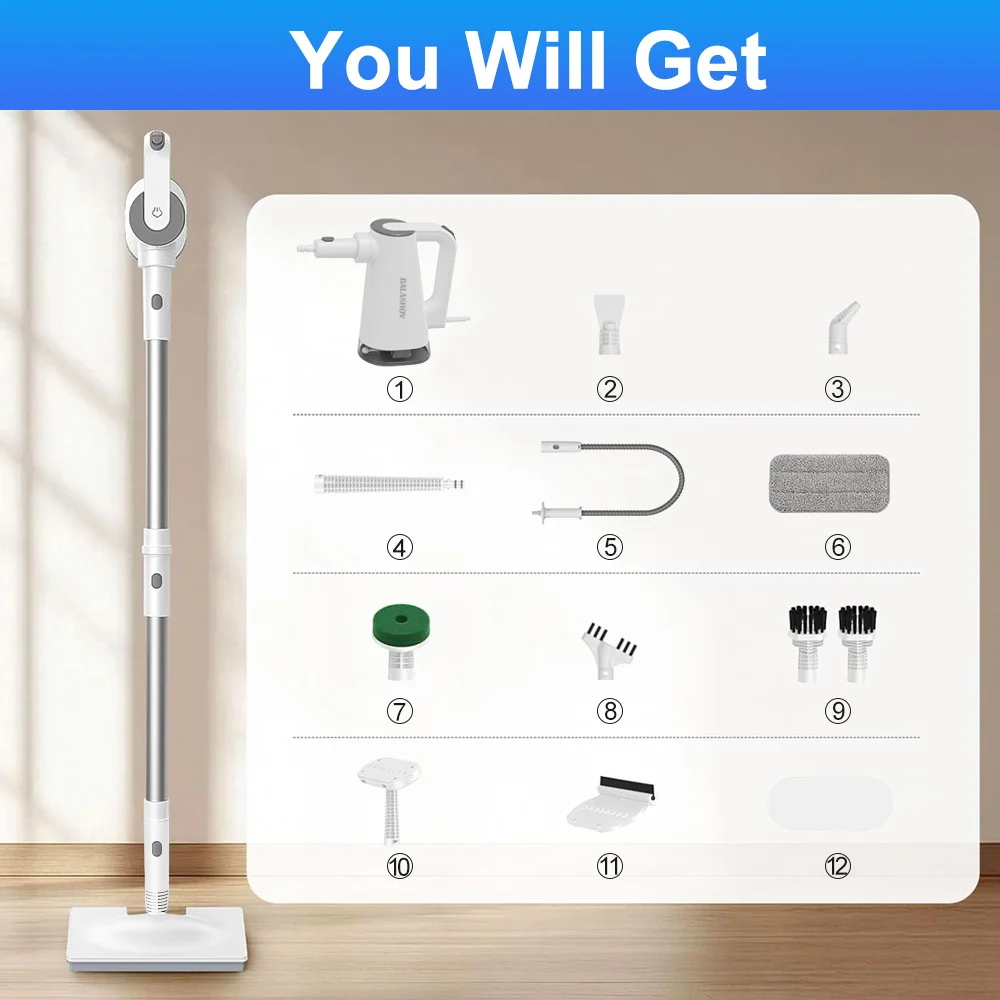 ممسحة بخار محمولة لتنظيف الأرضيات، ممسحة أرضية كهربائية، منظف بخار متعدد الوظائف لغطاء المطبخ المنزلي، منظف سجاد السيارة