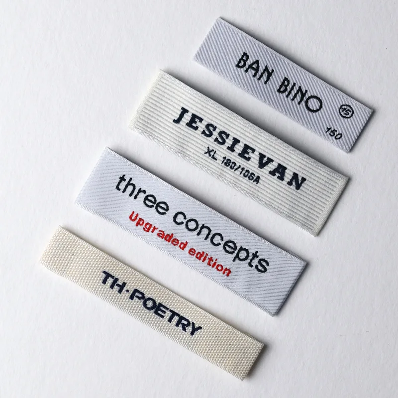 

Customized high-end and high-quality flat hook-edge woven label brand clothing collar label light luxury artistic men's and wome