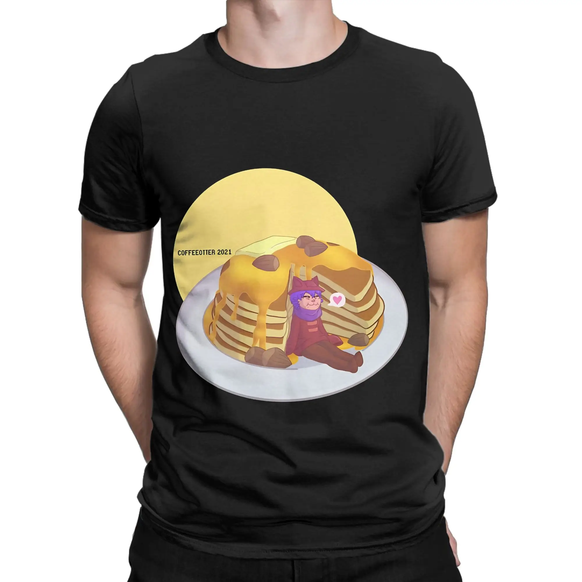 Niko w Pancake Stack Classic Shirt Funny Graphic 100% Cotton T-Shirt OneShot Tees Tops For Men
