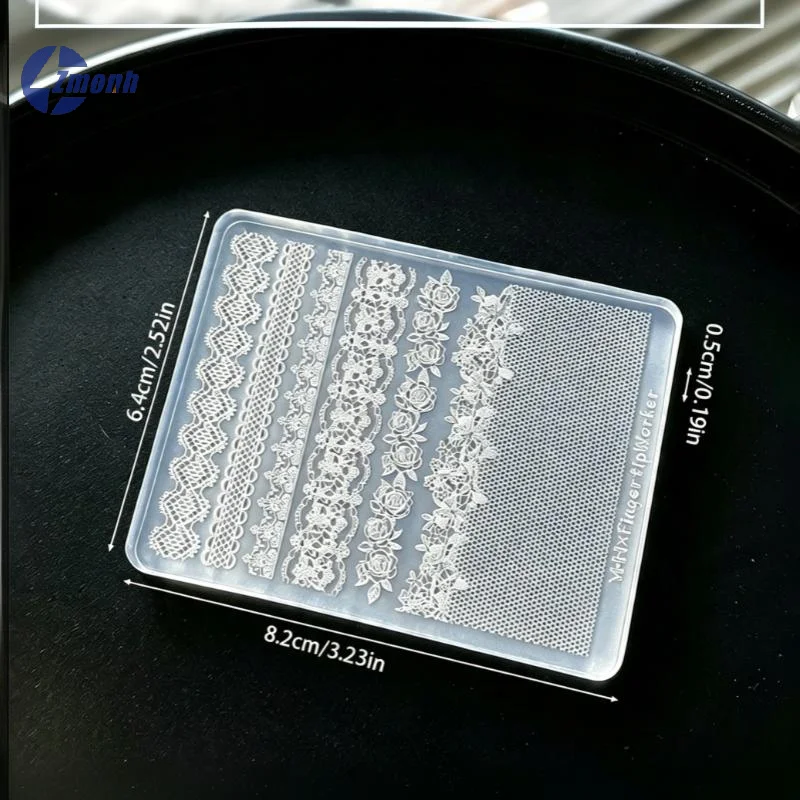 New！3D Lace Silicone Nail Art Mold French Pattern DIY Manicure Tool Nail Charms Supplies Plate