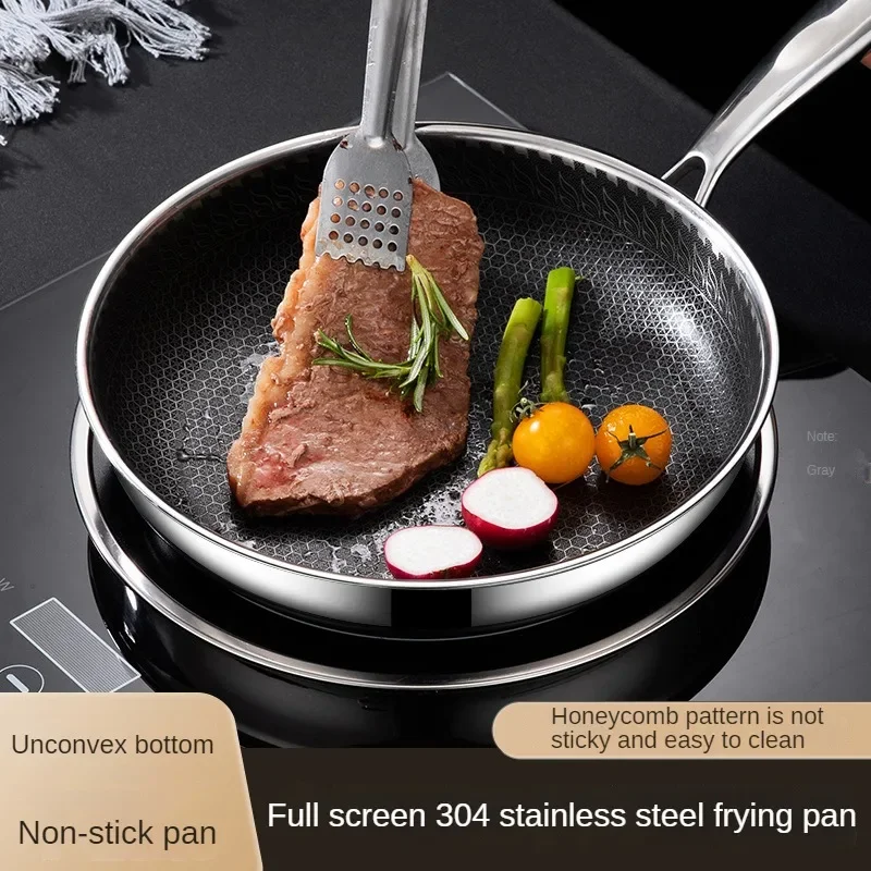 

Honeycomb Frying Pan 304 Stainless Steel Non Stick Pan Omelette Steak Kitchen Pans Pancake Pan Three Layers of Steel Pan Wok