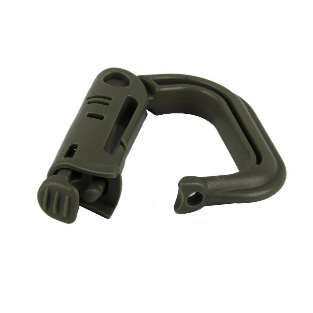 10pcs D-Ring Buckle Locking Tan Webbing Multipurpose Grimloc Safety Buckles Springs Camping Hiking Hunting Outdoor Lightweight