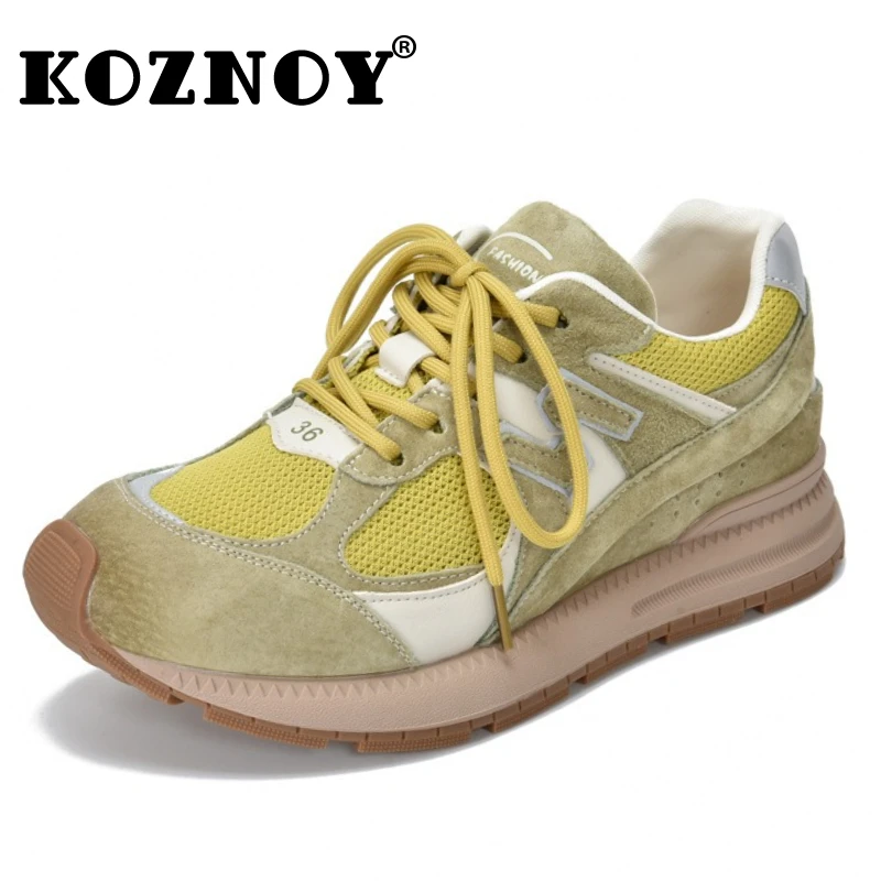

Koznoy 3cm Air Mesh Synthetic Genuine Leather High Brand Casual Women Shoes Lady Vulcanize Summer Platform Sneakers Breathable