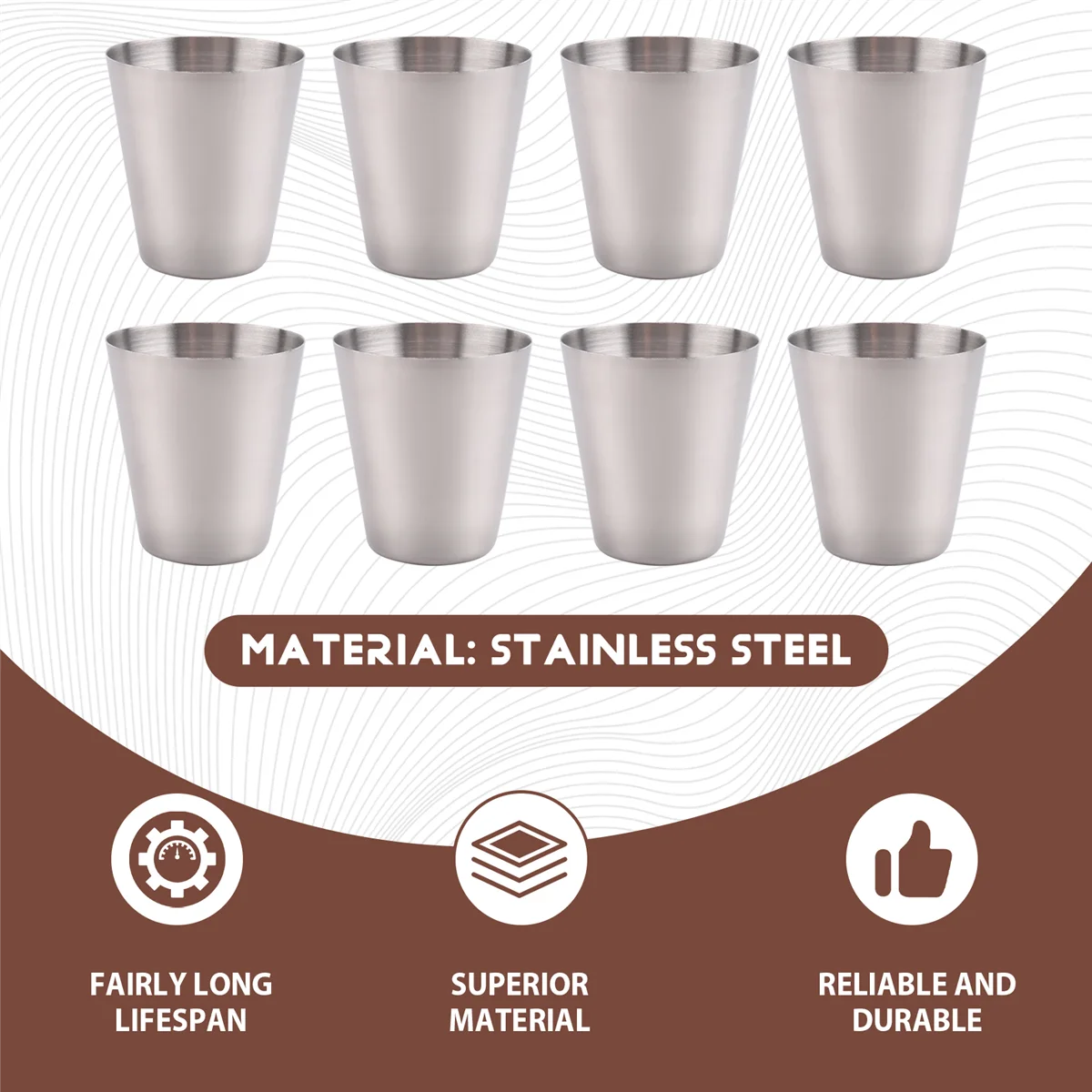 A24P مصقول 30 مل كوب زجاجي صغير من الفولاذ المقاوم للصدأ كؤوس مشروبات للشرب مع حقيبة أغطية جلد لبار المطبخ المنزلي