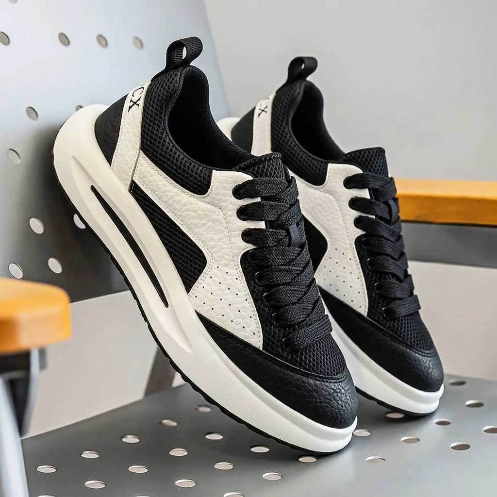 Casual Style Breathable Mesh Top Boosted Men's Shoes Summer New Fashionable All-Match Thick Bottom Heightening Board Shoes
