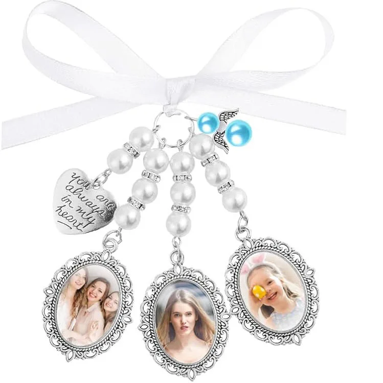 Wedding Bouquet Custom Photo Frame For Wedding Memory Bridal Lacy Oval Bridal Charm Bride Angel Pendant Photo Brooch