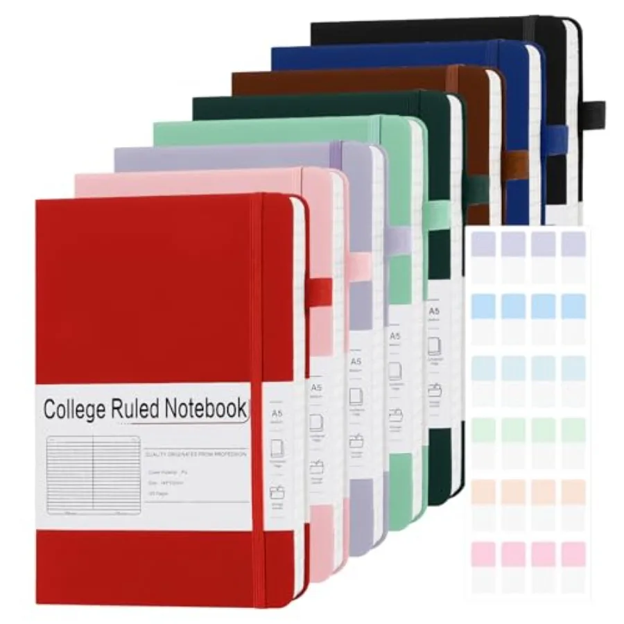 

A5 Lined Journal Notebooks for Work, 192 Pages, Medium 5.7 x 8.3inch, College Ruled, Vegan Leather Hardcover Journals for Women