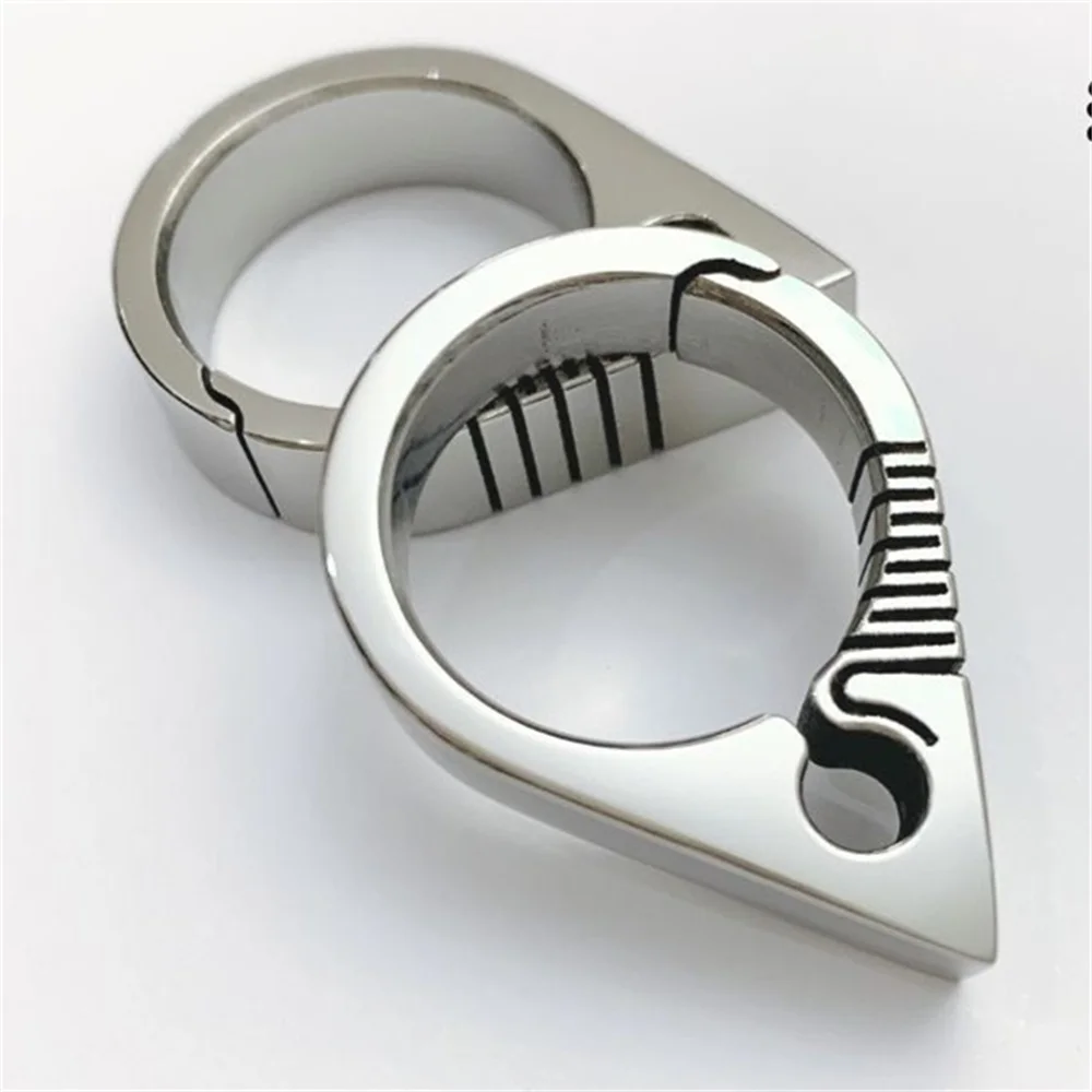 Titanium Alloy Frameless Ring Mini Slingshot EDC Keychain Multi-tool Window Breaker