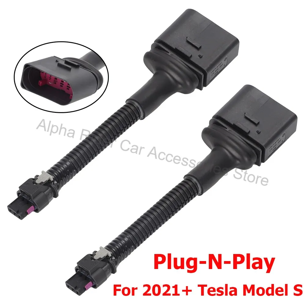 2021-テスラ-モデル-s-リフレッシュ-マトリックス-ヘッドライト-アダプター-ペア-プラグ-アンド-プレイ-ブラック
