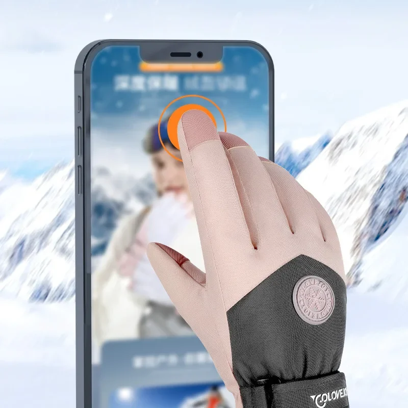 

Outdoor skiing, winter cycling for men and women, plush and thick anti slip, waterproof and warm touch screen gloves