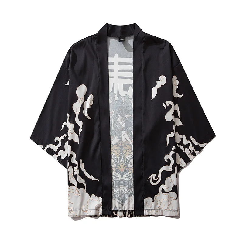 Anime TIGER 3D Printed Kimono Cape Japanese Fashion Design Tops Half-sleeved Cardigan