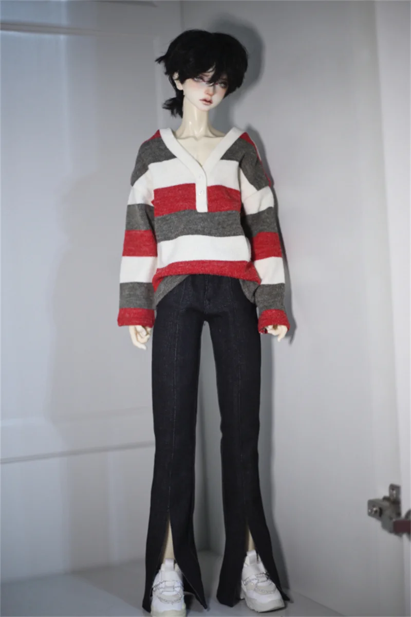 [High Quality] 1/3 1/4 Scale BJD Dolls Loose Angola V-neck Knit T-shirt for ID75 POPO68 Uncle SD10 Action Figure Toys