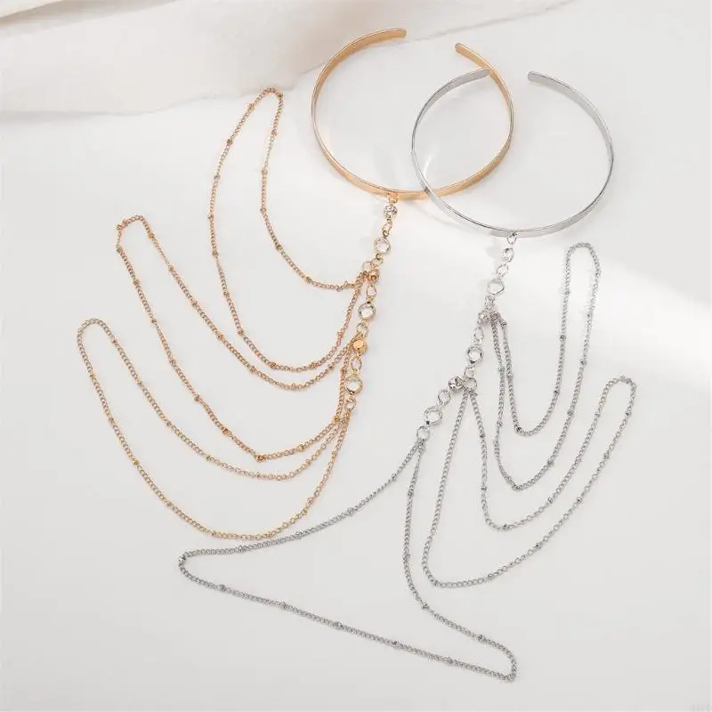 Bracciale aperto della catena marginale M6CD Bracciale elegante bracciale regolabile per le donne abbigliamento quotidiano o