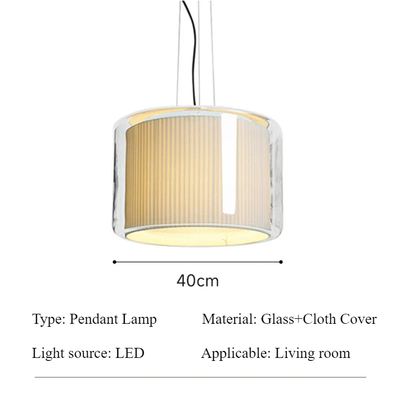 SANDYHA أنيقة الحديثة النسيج الفن قلادة ضوء زجاج دائري عاكس الضوء LED تركيبة إضاءة لغرفة المعيشة دراسة المنزل الأنيق