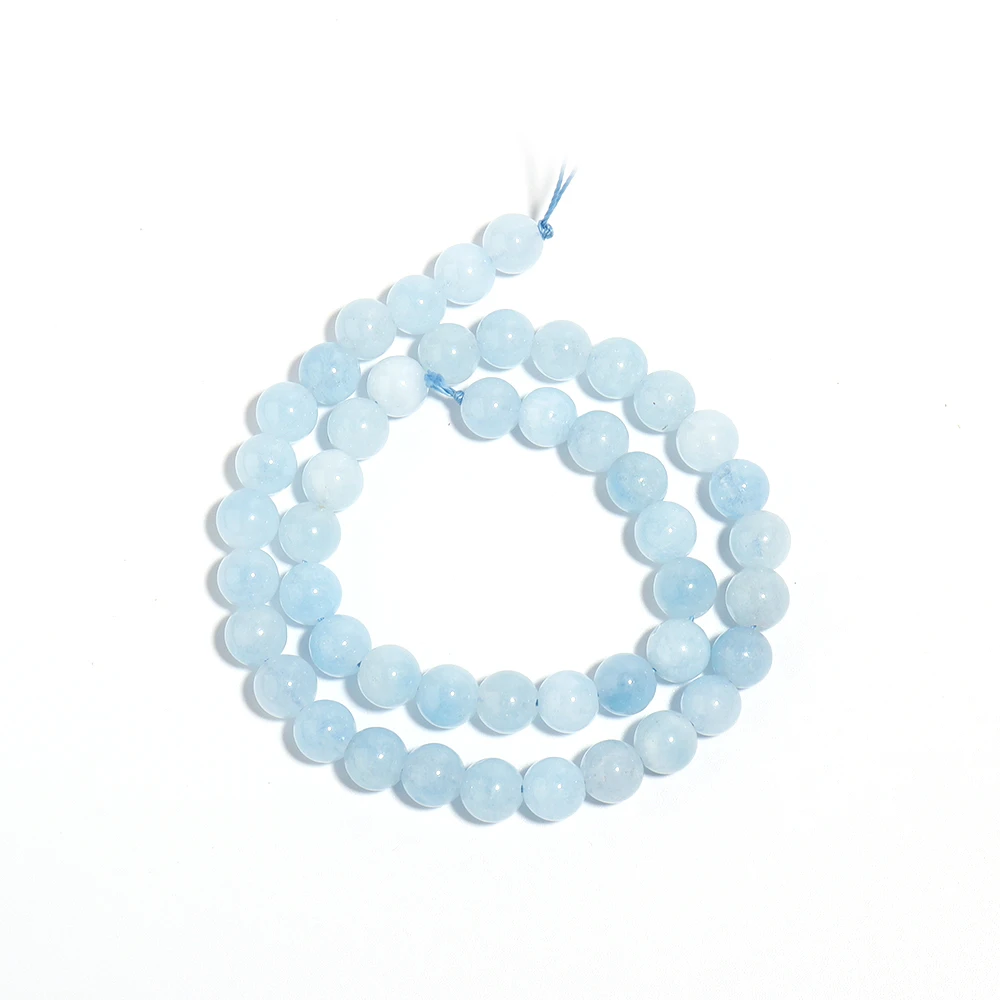 Natürliche Aquamarine Steinperlen 4 6 8 10 mm hellblaue runde lose Steinperlen für Schmuckherstellung DIY Armbänder Halskette Zubehör