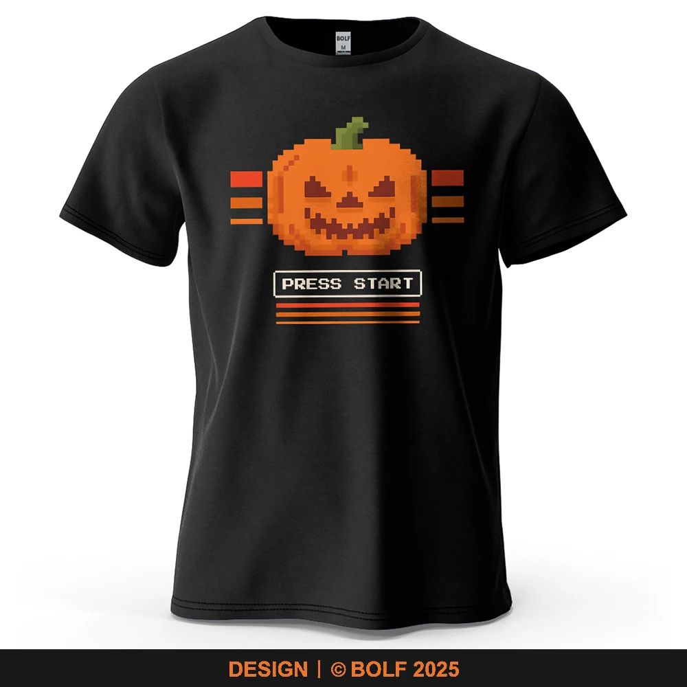 Halloween-Kürbis-bedrucktes Herren-T-Shirt aus 100 % Baumwolle, übergroße Retro-Gaming-Events, grafische T-Shirts für Damen, Tops, T-Shirts, Streetwear