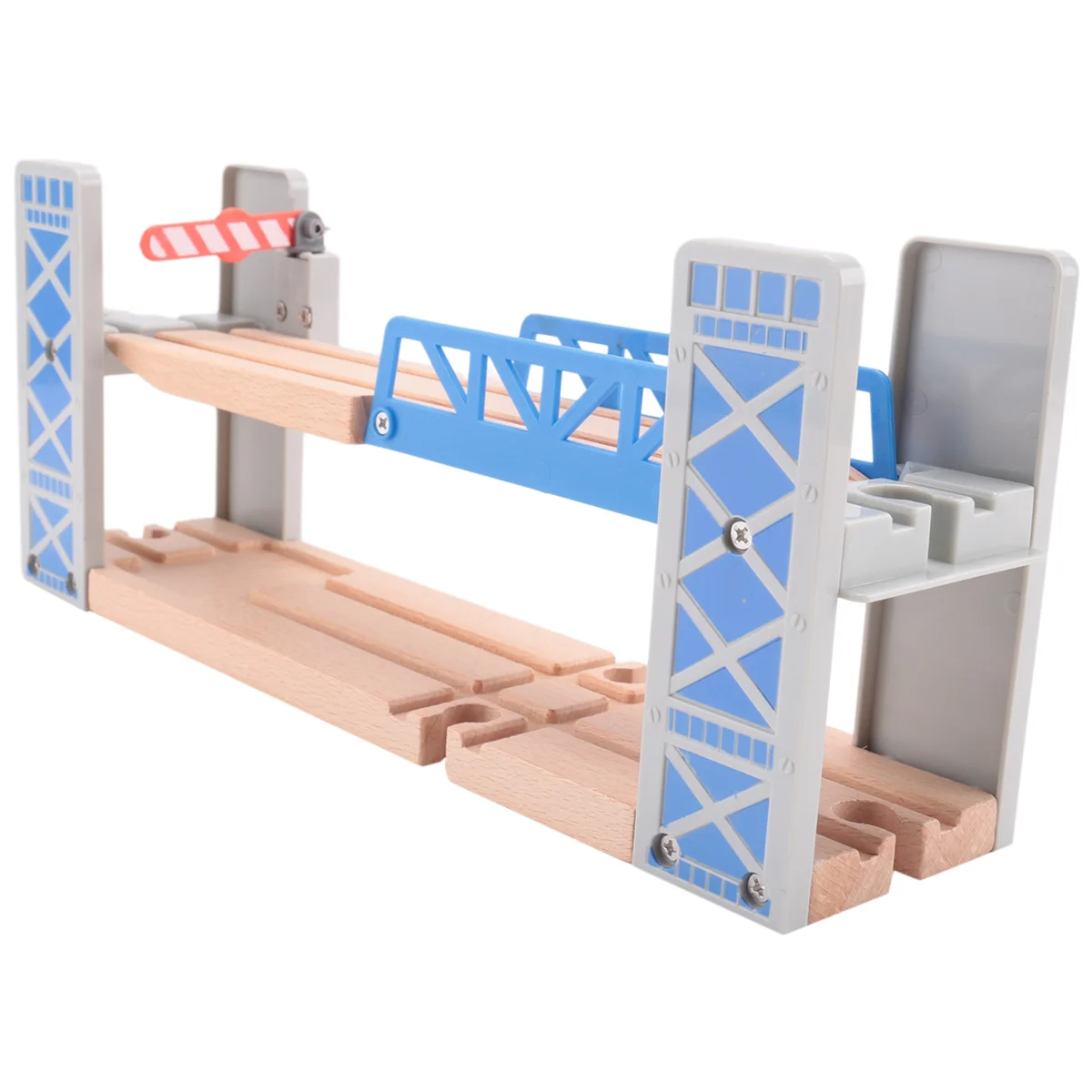 Zugschienen aus Holz, Eisenbahnspielzeug-Set, Doppeldeck-Brücke aus Holz, Holzzubehör, Überpassmodell, Kinderspielzeug, Kindergeschenke