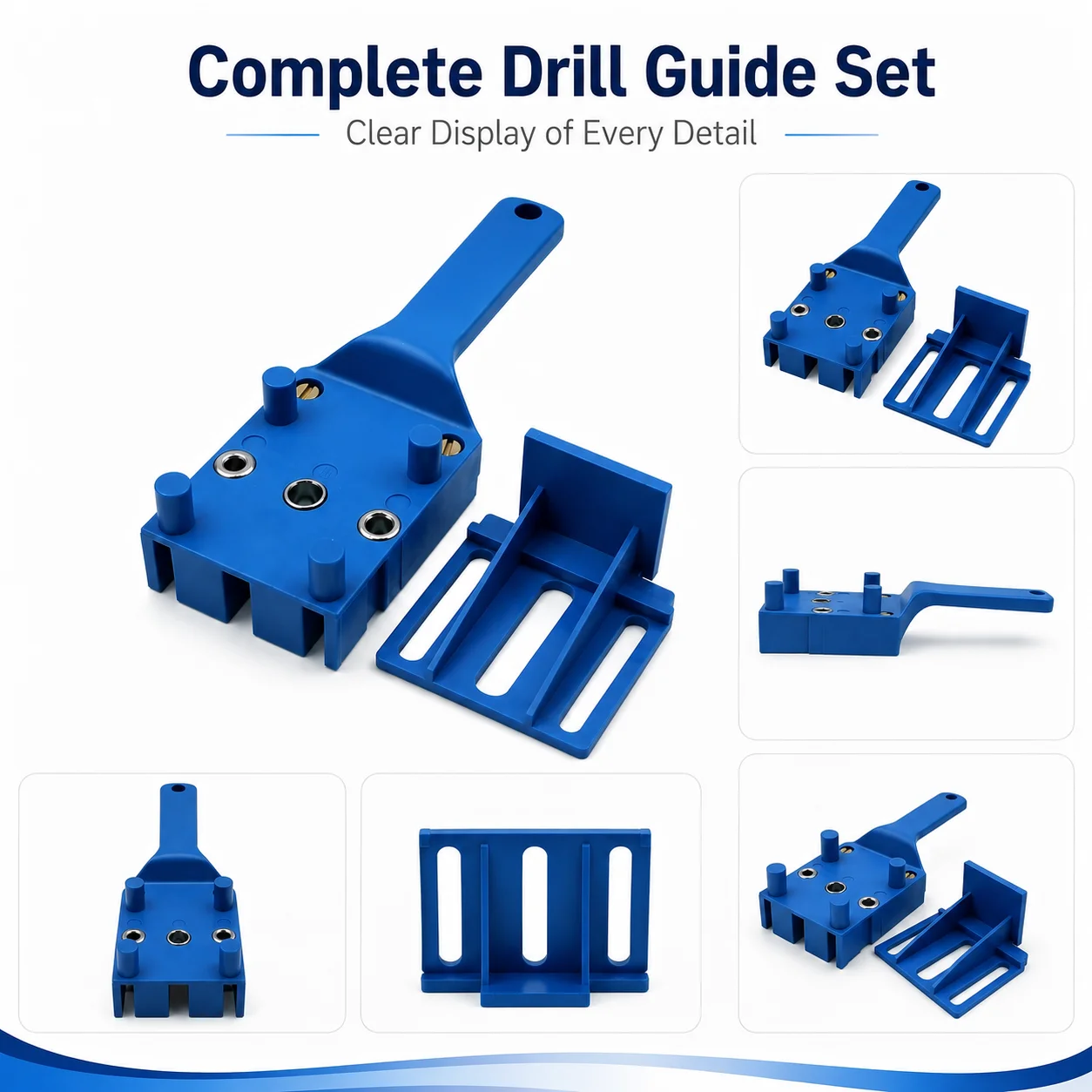 

Woodworking Dowel Drill Guide Jig, Handheld Straight Hole Locator with 6/8/10mm Bushings, Edge Fence for Carpentry DIY Projects