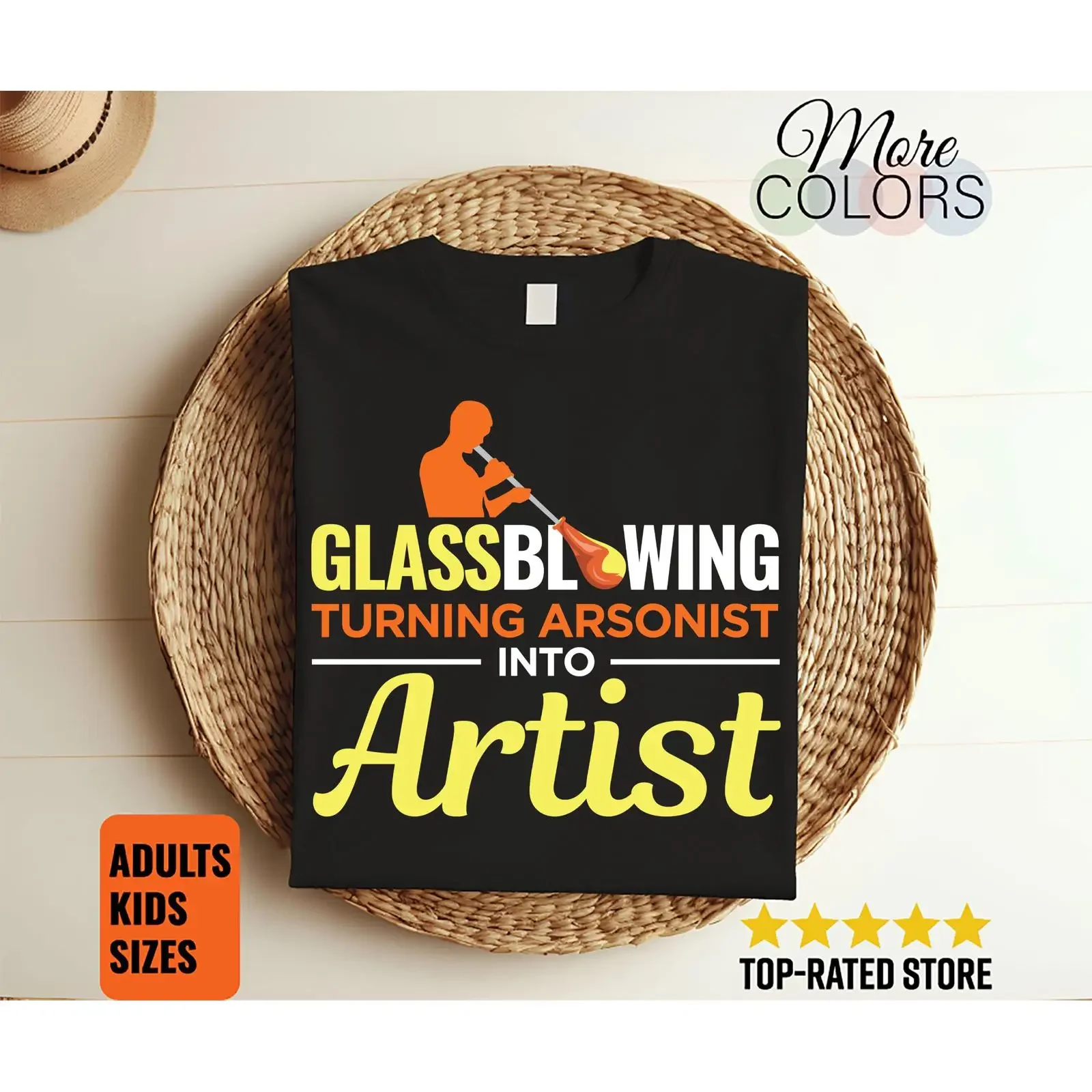 Funny Glassblowing Turning Arsonist Into Artist T Shirt for Glassblower Gaffer Glassmith Glassforming Hobby Lover vintage