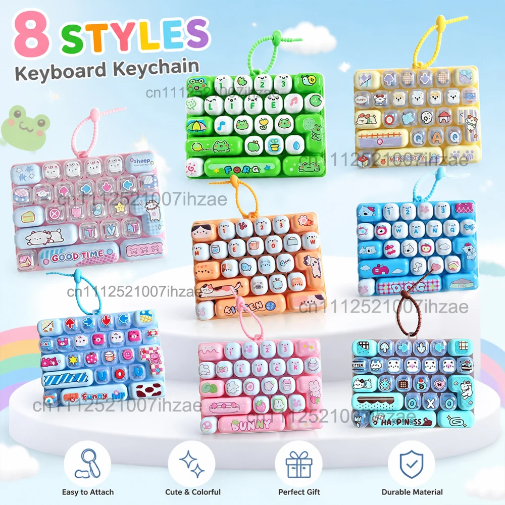 Colorful 26 Grid Keyboard Keychain Backpack Decoration Keycap Pendant Decompression Keyrings Fidgets Keycap Clicker Bag Pendant
