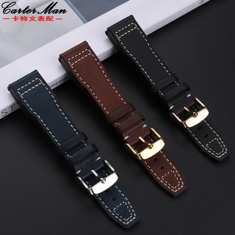 Italian leather strap for Rado Cook Captain Inheritance series for IWC leather strap accessories 21mm men\'s wristband bracelet