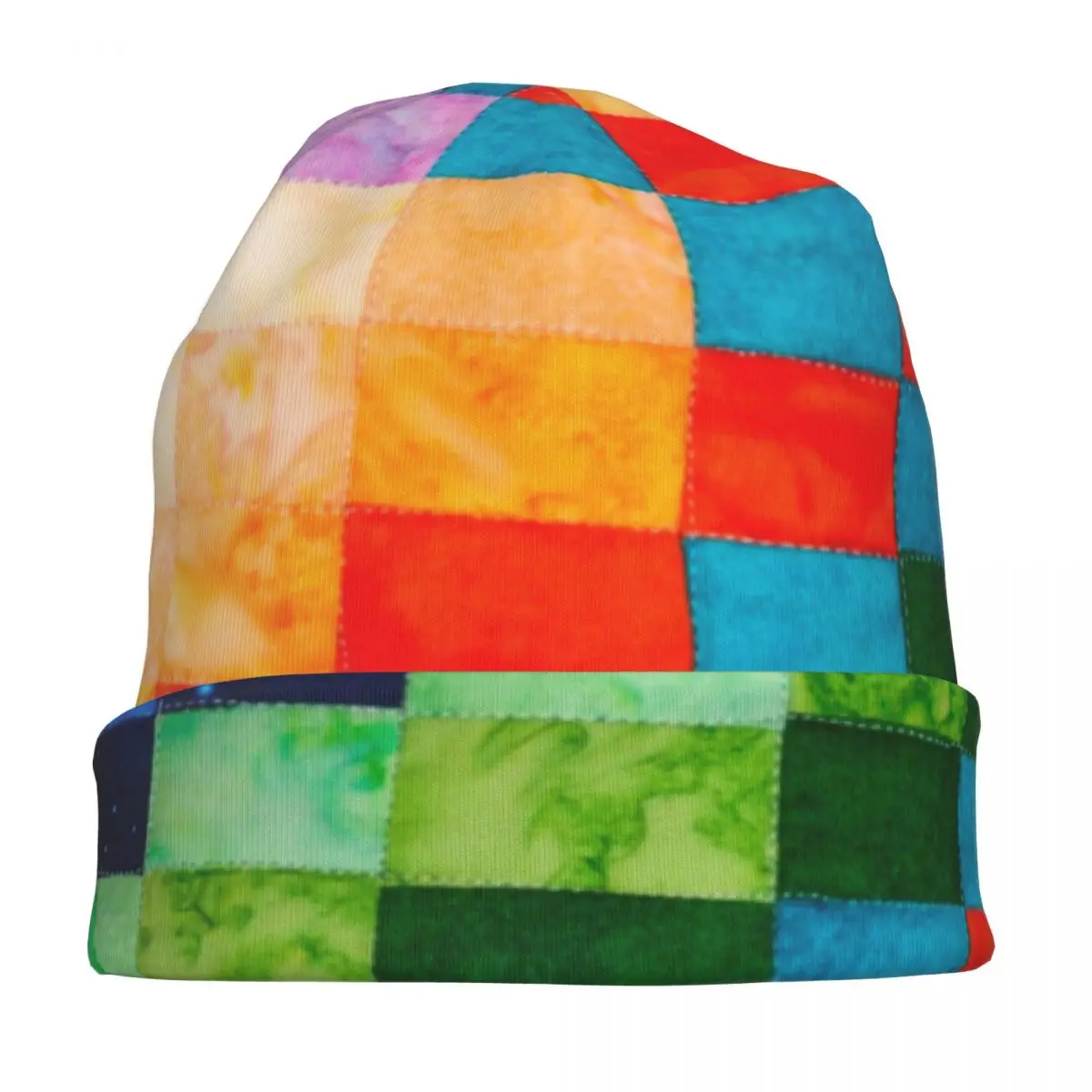 Quilted Colorful Patchwork Cap Hip Hop Unisex Outdoor Skullies Beanies Hats Spring Warm Multifunction Bonnet Knit Hat