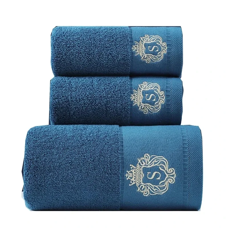 100% pure cotton towel set, letter patterned face towel, bathroom travel sports soft and absorbent luxury hotel bath towel