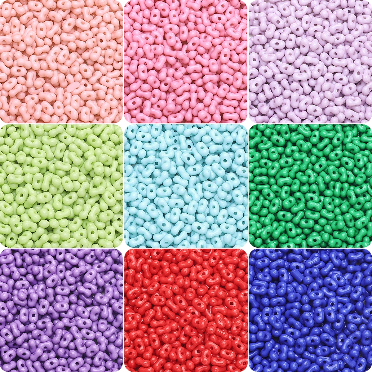 About100Pcs 4x6mm Acrylic Solid Color Seed Beads Peanut Multicolor Loose Spacer Beads DIY Necklace Bracelet Jewelry Findings