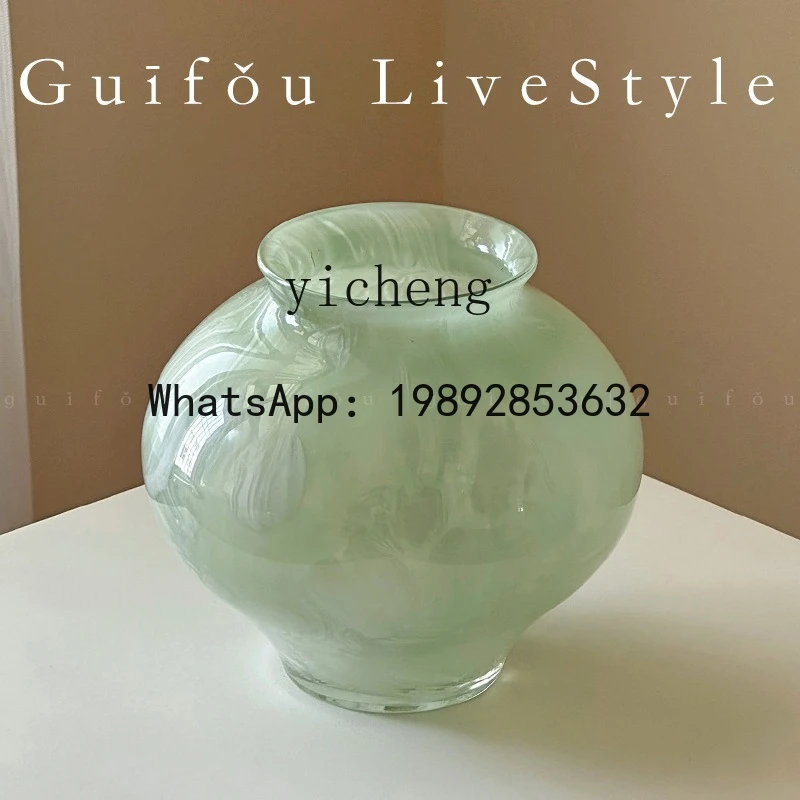glazed vase new home tea room tulip niche green glass flower ware