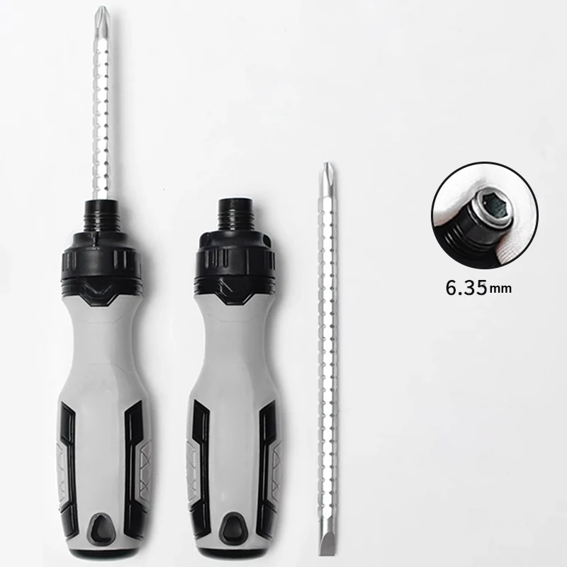 

Large handle quick ratchet screwdriver multifunctional cross slotted labor-saving telescopic dual purpose screwdriver bits