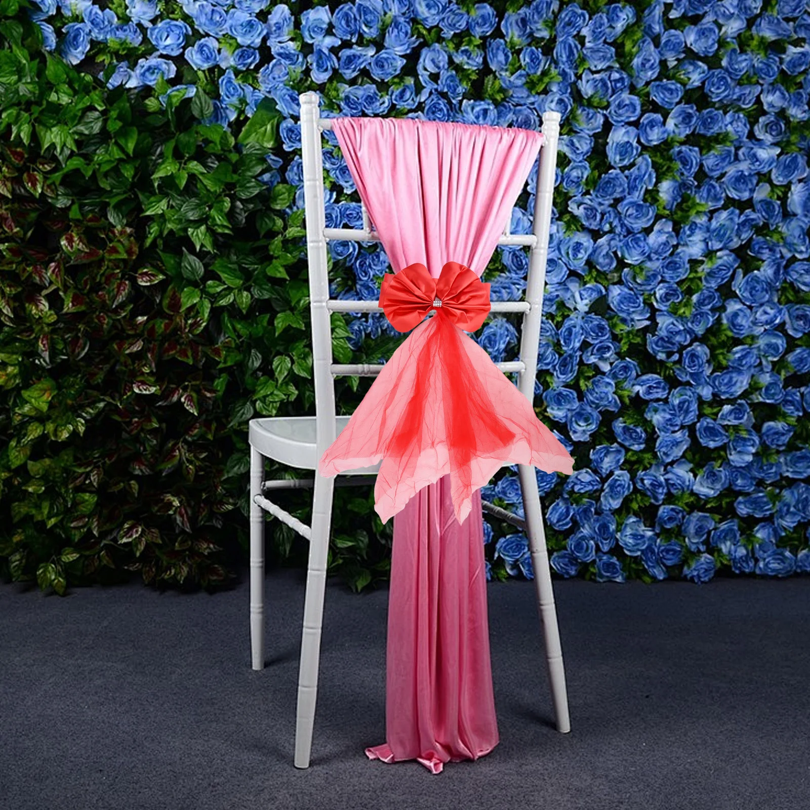 

Druable Practical Chair Backs Decorations Chair Cover Bands Bow Chair Sashes Composite Fabric Elastic For Wedding