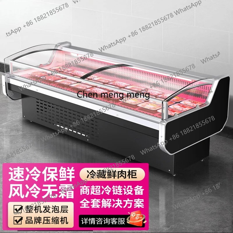 Armário de exibição de carne fresca supermercado porco refrigerado armário de manutenção fresca comercial armário de exibição de alimentos cozidos